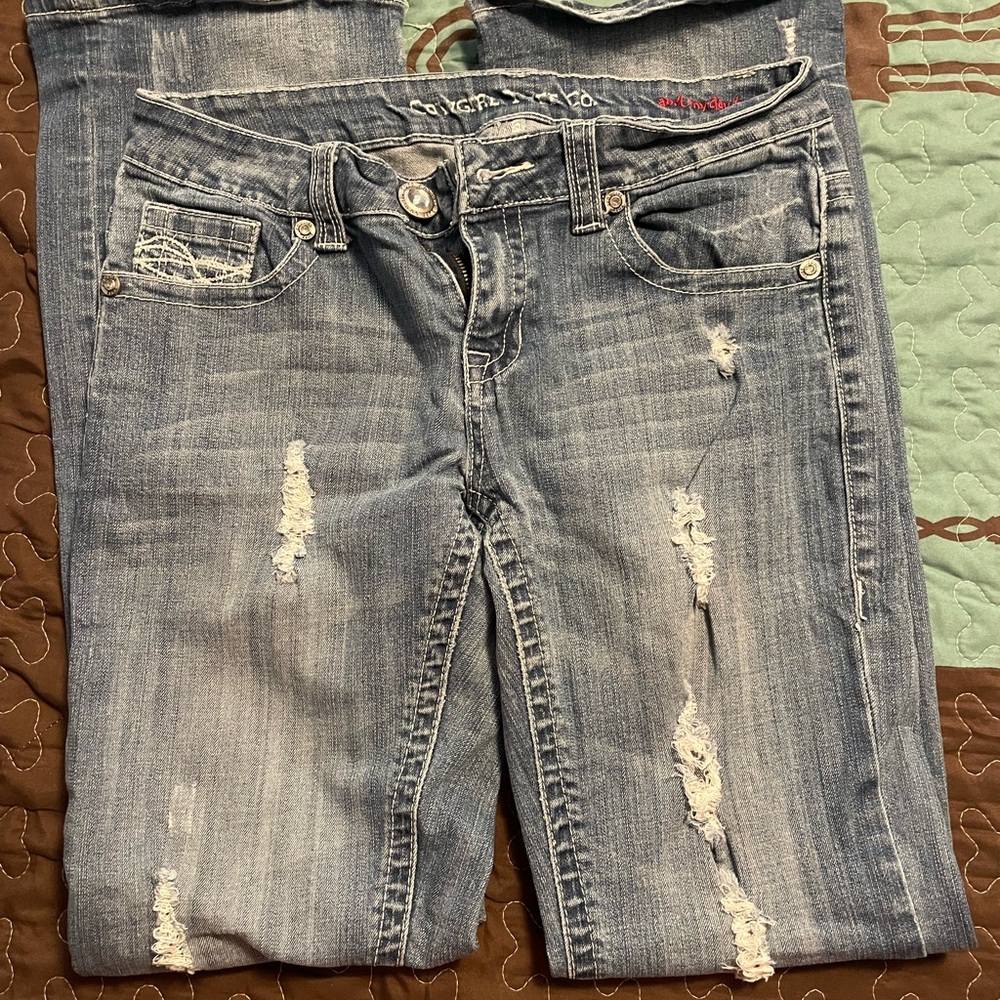 Cowgirl Tuff Light Blue Distressed Skinny Jeans